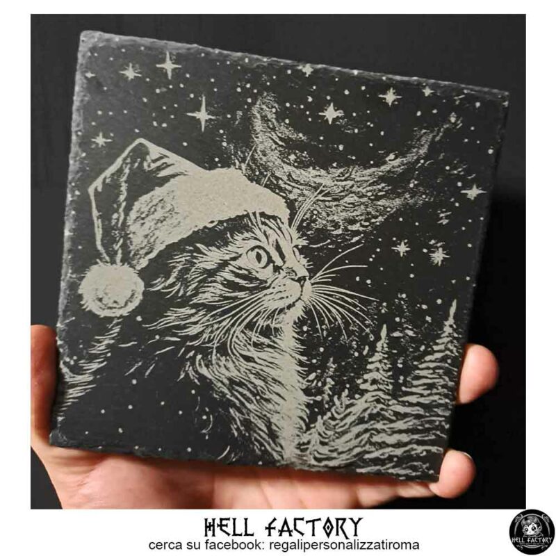 Sotto Bicchiere Ardesia Gatto - immagine 2