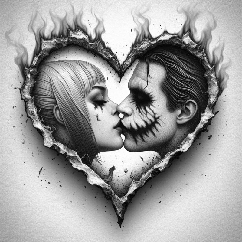 Harley Quinn and Joker on fire 1