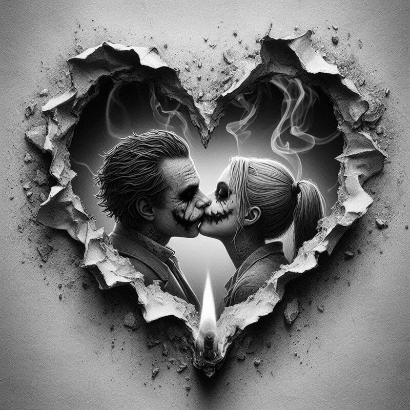 Harley Quinn and Joker on fire 4