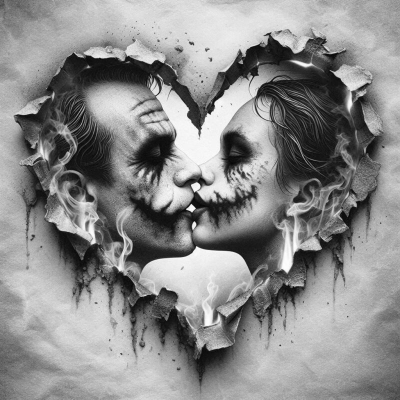 Harley Quinn and Joker on fire 5