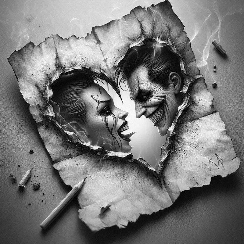 Harley Quinn and Joker on fire 7